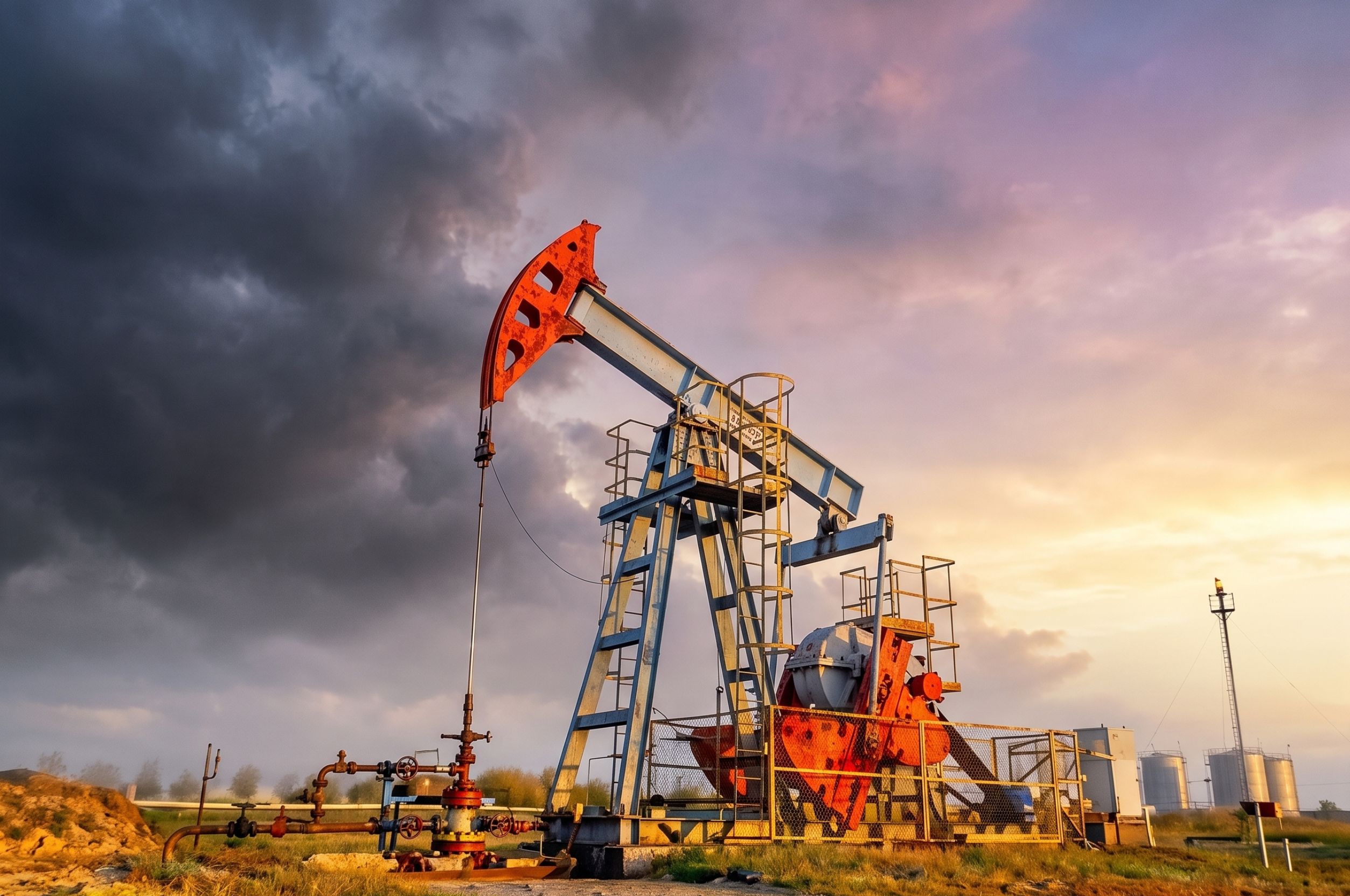 Producing oil well in operation